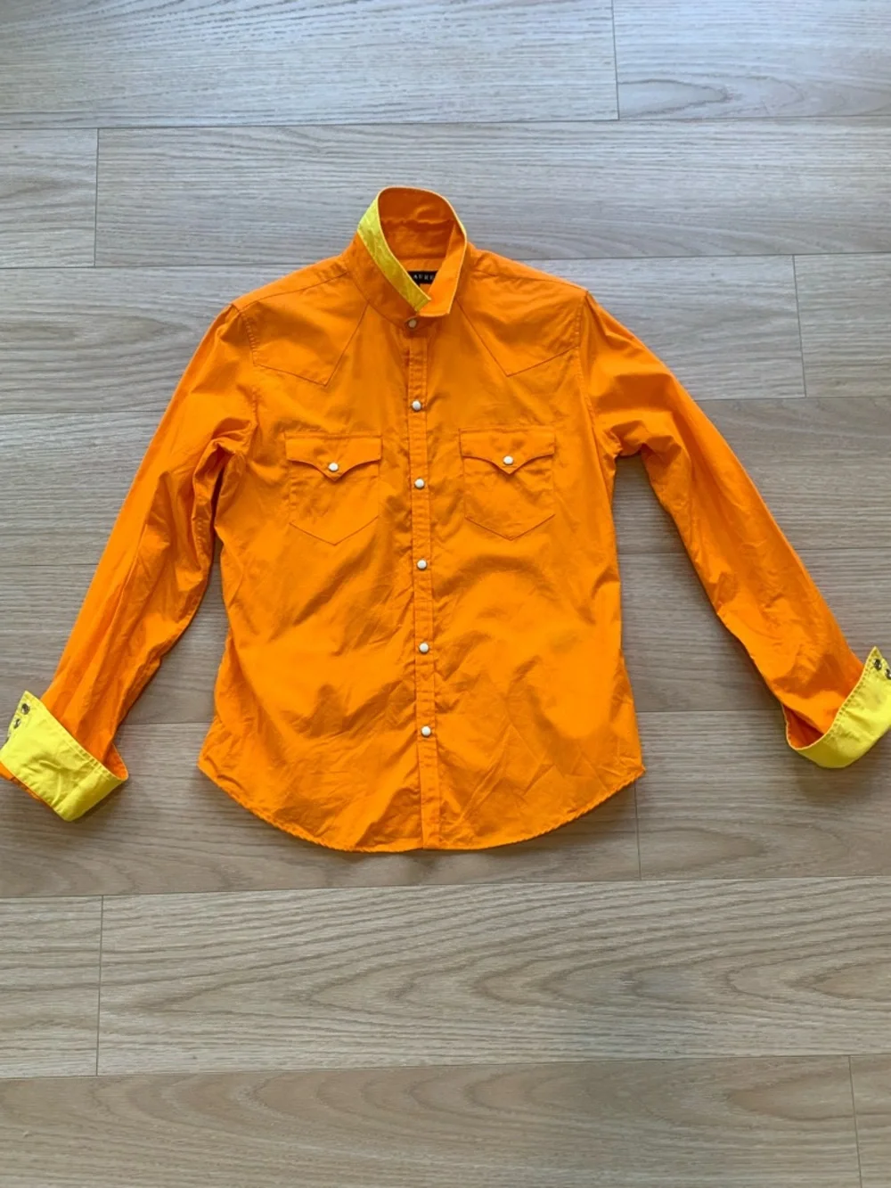 Ralph Lauren Black Label Orange Slim Fit Poplin Western Button Down Shirt Size 6